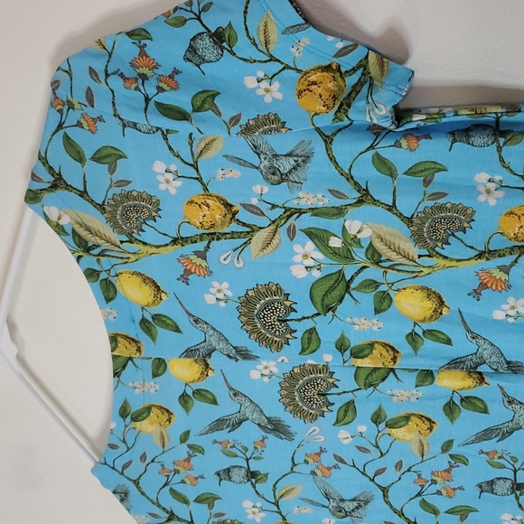 NicoBlu Flora Long Stretch Maxi Dress Size XS Turquoise Hummingbird Print NWOT - Picture 12 of 15